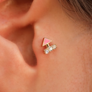 14K gouden pijl piercing, kraakbeen, tragus, helix, schelp, kwab minimalistische piercing, piercingsieraden cadeau voor haar, vakantievibes