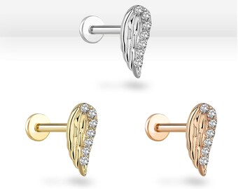 【WING BLING】★14K★ Persia ピアス (M Size) 14K Solid Gold Angel Wings Earrings - Real Gold Fairy Wings