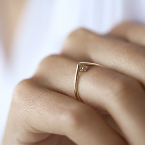 14k Gold Zircon Ring for Women - Handmade Jewelry, Perfect for Anniversaries, Birthdays, and Mother&#39;s Day