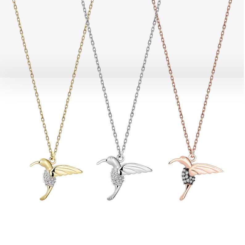 14K Solid Gold Hummingbird Necklace, Elegant and Simple Designs for Everyday Wear, Uniq Designs, Mystical and Elegant Look, Gift for Her image 8