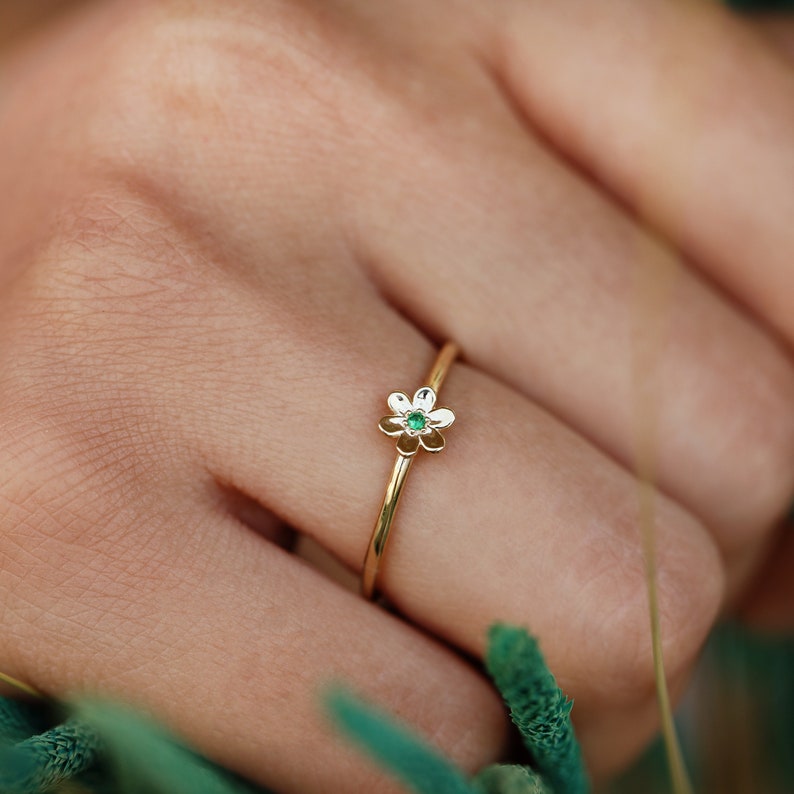 Mainau Ring, 14K Solid Gold Ring, Thin Gold Stacking Rings for Women, Flower Rings, Minimal Jewelry, Delicate Ring, Gift for Her image 6