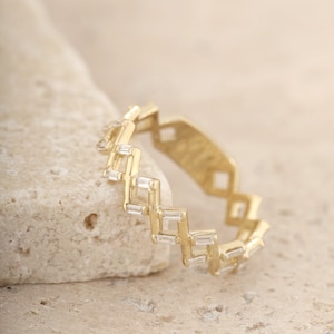 14k Gold Zircon Ring for Women - Handmade Jewelry, Perfect for Anniversaries, Birthdays, and Mother&#39;s Day