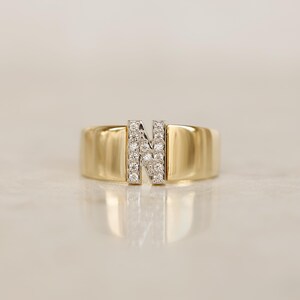 14K Real Gold Zircon Initial Ring - Personalized H Letter Ring - Solid Gold Initial Ring - Statement Rings for Women - Anniversary Gifts image 12