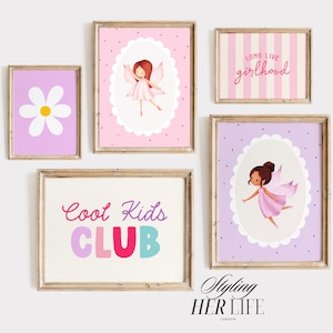 Vintage Gallery Art Print Set, Cottagecore Print, Vintage Nursery, Pink Nursery, Baby Girl Nursery, Antique Wall Art, Printable Art, DIGITAL