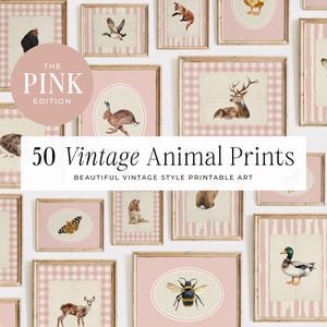 50 Animals Vintage Nursery, Nursery Wall Art, Farmhouse Nursery, Print, Baby Nursery, Vintage Gallery Wall, Printable Art, DIGITAL | MB023