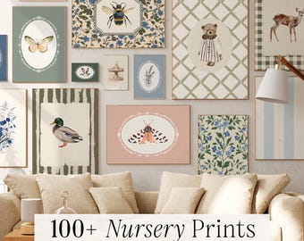 100+ Vintage Nursery Prints: Cottagecore Kids Room Playroom Wall Art (Digital Download)