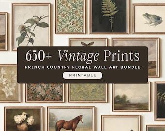 650+ Vintage Art Prints: French Country Gallery Wall Set, Farmhouse Cottagecore Rustic Decor (Digital Download)