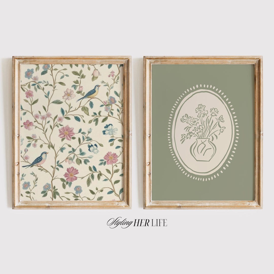 Floral Gallery Wall Art Set: Vintage Cottagecore Prints (digital ...