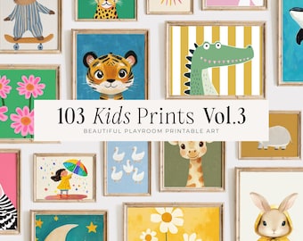 103 Kids Room Wall Art Set: Playful Nursery Prints (Digital Download)