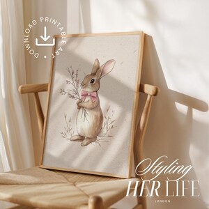 Vintage Bunny Nursery Print: Cottagecore Farmhouse Art, Girls Room ...