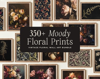 350+ Moody Vintage Floral Art Prints: French Country Gallery Wall Set, Farmhouse Cottagecore Rustic Decor (Digital Download)