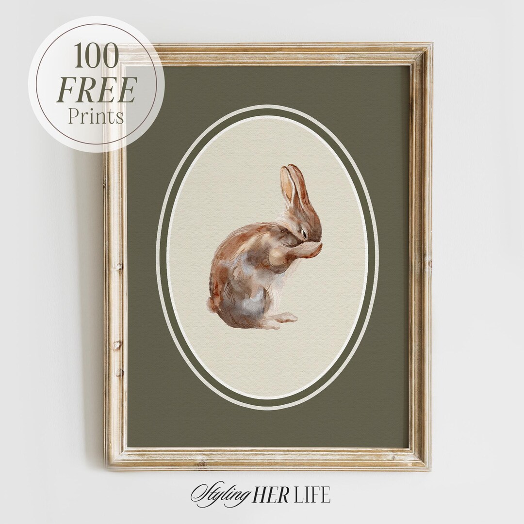 Vintage Rabbit Nursery Art Print: Gallery Wall Decor, Kids Room Decor ...