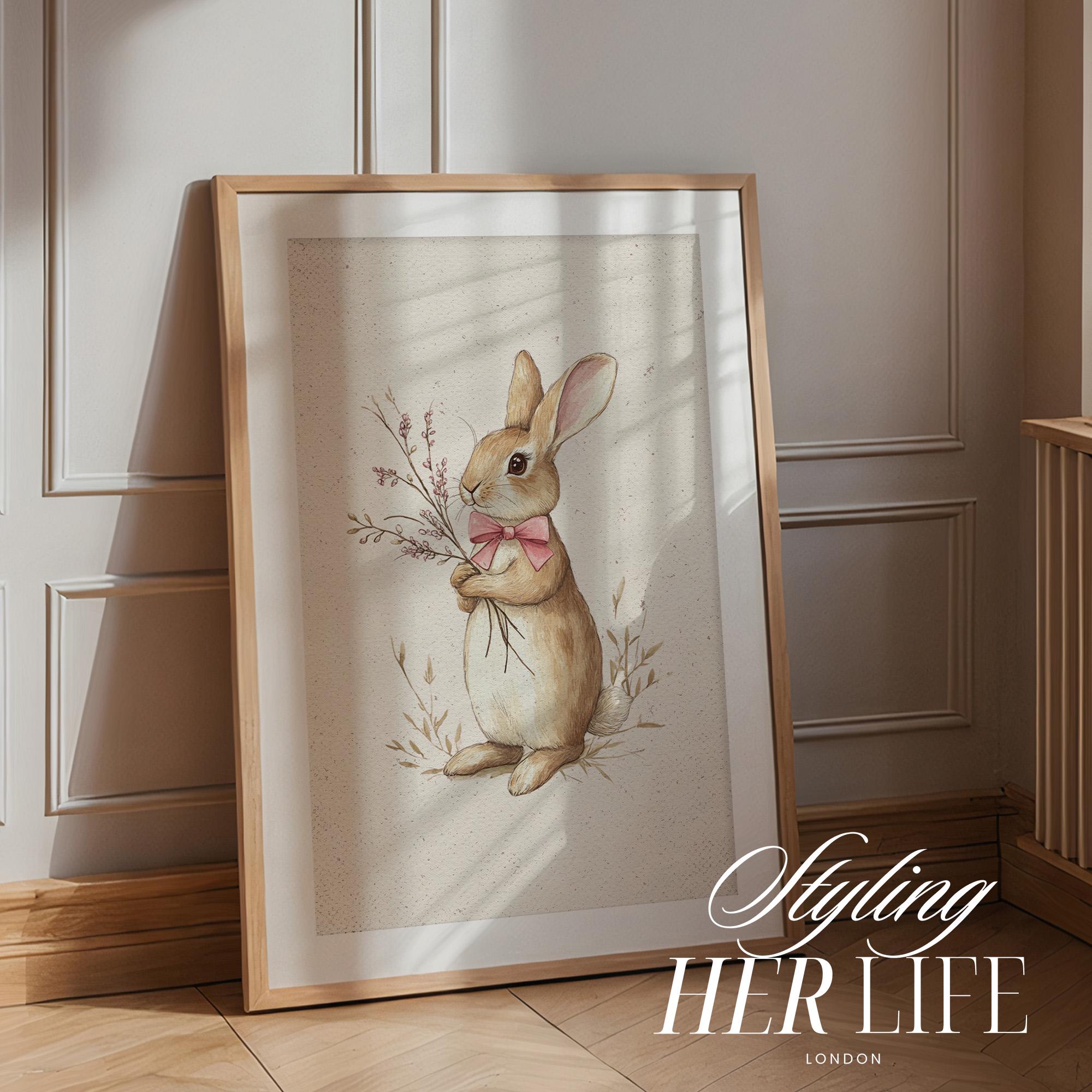 Vintage Bunny Nursery Print: Cottagecore Farmhouse Art, Girls Room ...