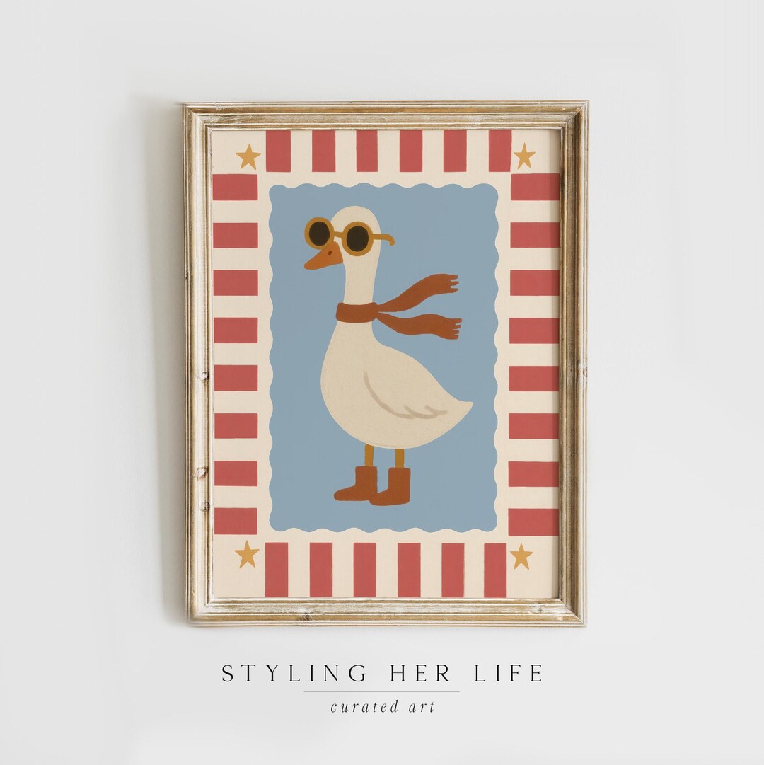 Kids Goose Printable Wall Art: Cute Nursery Poster, Scandi Playroom ...