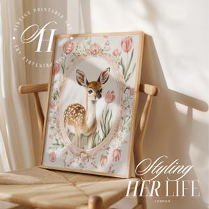 Vintage Deer Art Print, Cottagecore Print, Vintage Nursery, Boys Nursery, Baby Girl Nursery, Antique Wall Art, Printable Art, DIGITAL