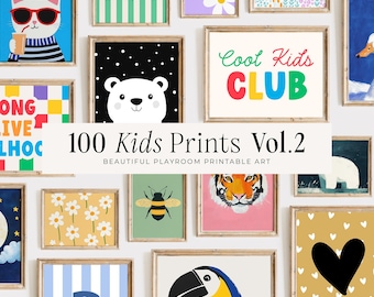 100 Kids Room Prints: Playroom Wall Art Set (Digital Download)
