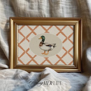 Vintage Duck Art Print, Cottagecore Print, Vintage Nursery, Boys Nursery, Baby Girl Nursery, Antique Wall Art, Printable Art, DIGITAL