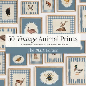 50 Animals Vintage Nursery, Nursery Wall Art, Farmhouse Nursery, Print, Baby Nursery, Vintage Gallery Wall, Printable Art, DIGITAL | MB020