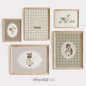 Vintage Kinderzimmer Kunst, Bildergalerie Wandset Spielzimmer Dekor Baby Junge Kinderzimmer, Baby-Dusche-Geschenk, Bauernhaus Wandkunst, Mädchen-Kinderzimmer druckbar, DIGITAL
