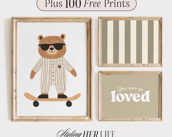 Kids Room Wall Art Set: Playful Nursery Decor (Digital Download)