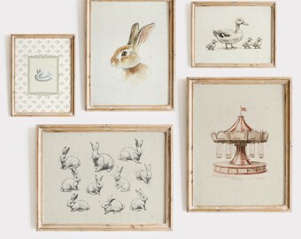 Vintage Kinderzimmer Poster: Bauernhaus Bilder, Bilder der Gallerie (Digitaler Download)