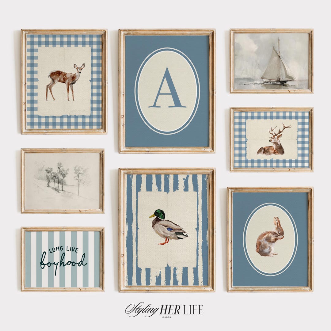Vintage Nursery Art Gallery Wall Set: Farmhouse Prints, Boys Room Decor ...