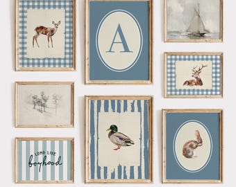 Vintage Nursery Art Gallery Wall Set: Farmhouse Prints, Boys Room Decor (Digital Download)