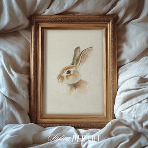 Vintage Rabbit Art Print, Cottagecore Print, Vintage Nursery, Boys Nursery, Baby Girl Nursery, Antique Wall Art, Printable Art, DIGITAL