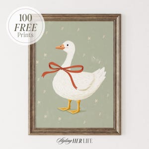 Vintage Goose Nursery Print, Cottagecore Print, Farmhouse Nursery, Pink Nursery, Baby Girl Nursery, Antique Wall Art, Printable Art, DIGITAL