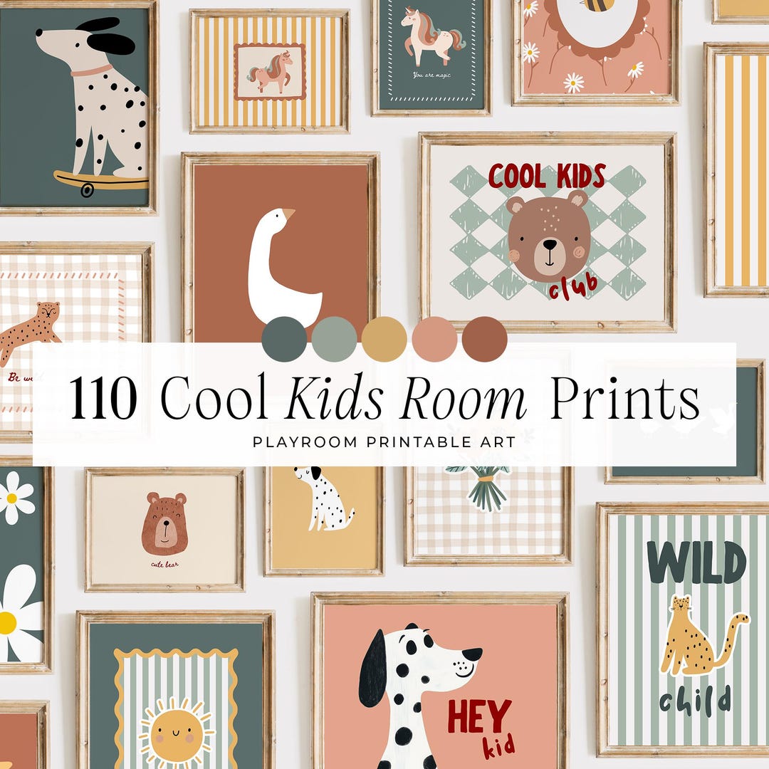 110 Kids Room Prints: Playroom Wall Art Set, Printable Boho Nursery ...