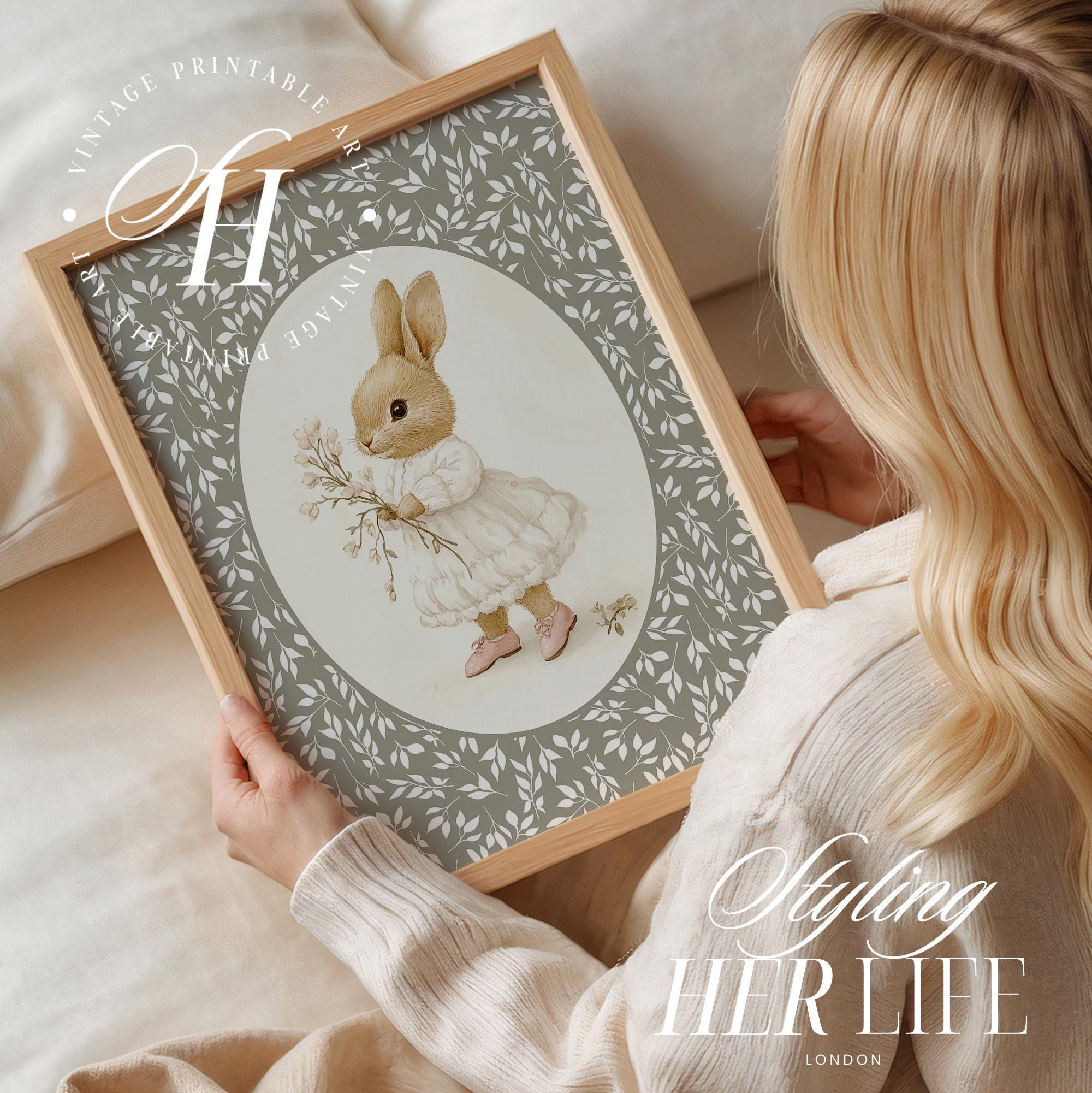 Vintage Rabbit Art Print: Cottagecore Nursery Decor (digital Download ...