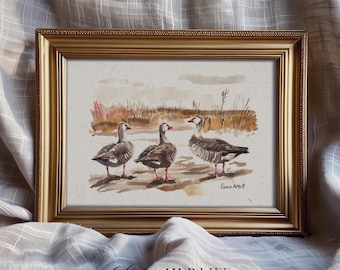 Vintage Geese Art Print: Cottagecore Nursery Decor (Digital Download)