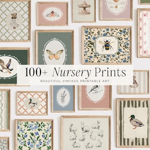 100+ Vintage Kinderzimmer Drucke | Wandkunst | Kinderzimmer Wand Kunst | Spielzimmer Dekor | Kinderzimmer Kunst | Jungen Kunst | Baby Mädchen | DIGITALER DOWNLOAD | MB017