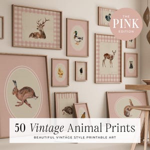 50 Animals Vintage Nursery, Nursery Wall Art, Farmhouse Nursery, Print, Baby Nursery, Vintage Gallery Wall, Printable Art, DIGITAL | MB023