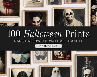 100 Vintage Gothic Prints: Dark Academia Halloween Gallery Wall Art (Digital Download)