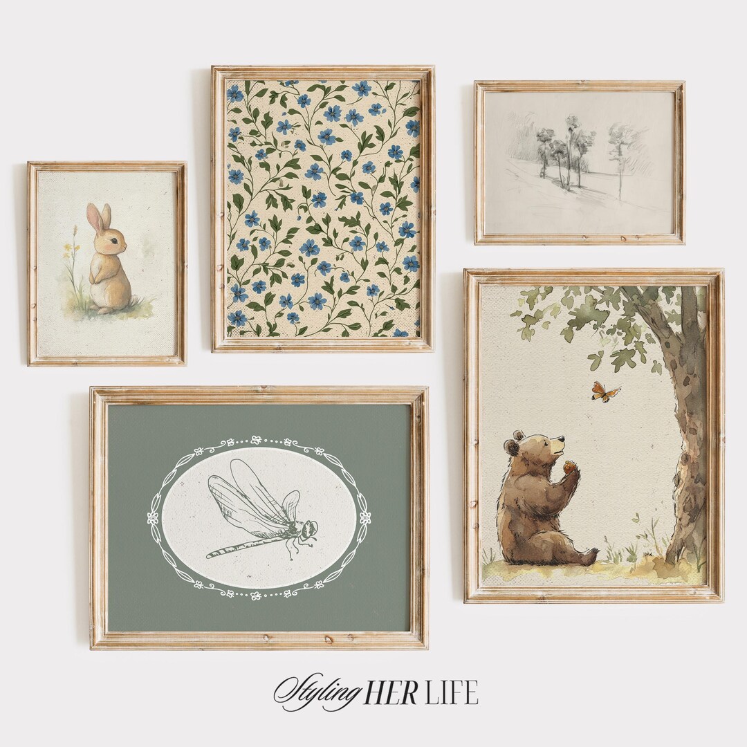 Vintage Nursery Art Prints: Farmhouse Gallery Wall Set, Kids Room Decor ...