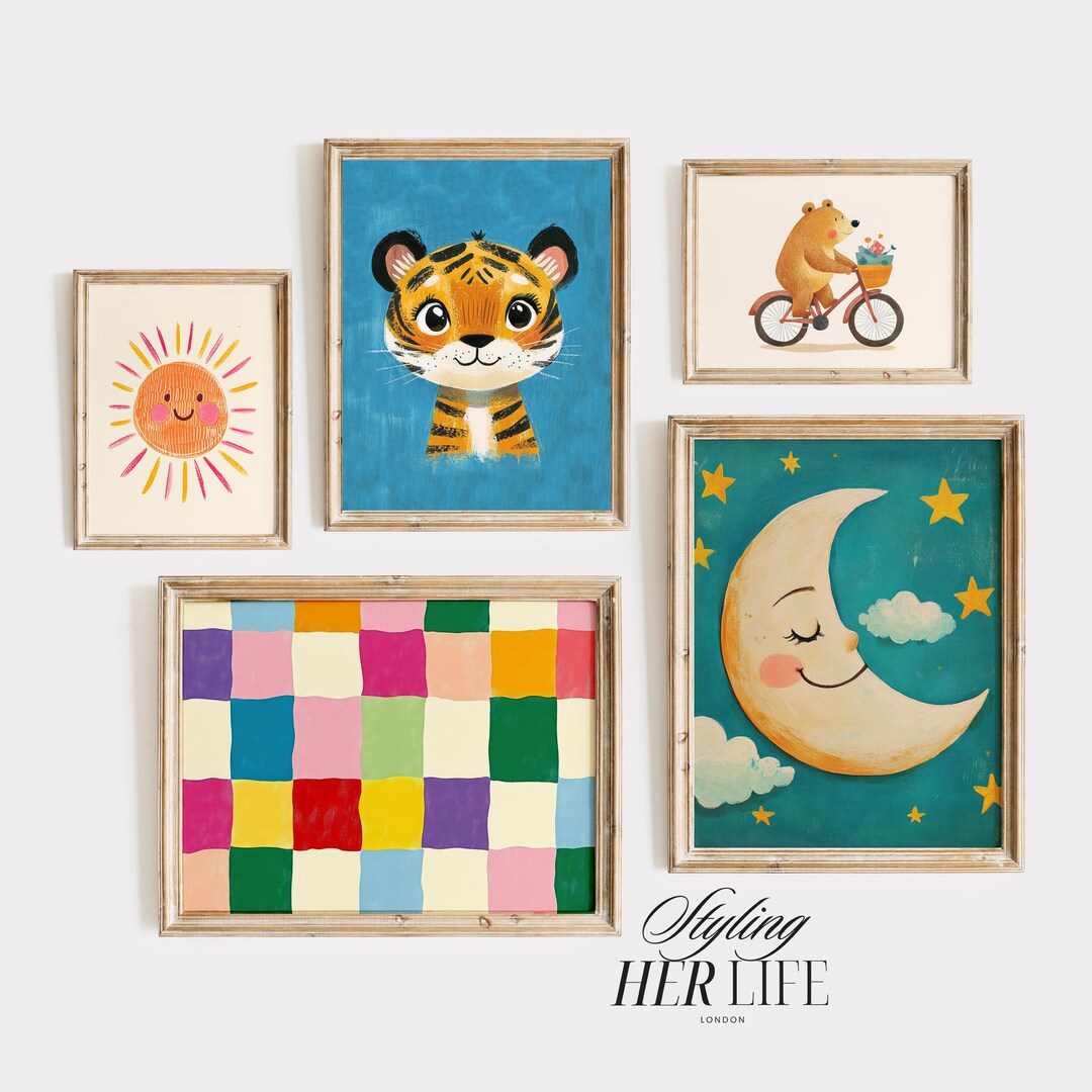 Kids Room Nursery Art, Gallery Wall Set, Boys Playroom Decor, Baby Boy — free download