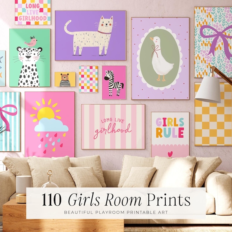 110 Girls Room Wall Art Set: Kids Playroom Prints (digital Download) - Etsy