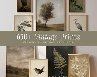650+ Vintage Art Prints: French Country Gallery Wall Set, Farmhouse Cottagecore Rustic Decor (Digital Download)