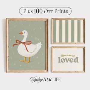 Goose Gallery Art Print Set, Cottagecore Print, Vintage Nursery, Boys Nursery, Baby Girl Nursery, Antique Wall Art, Printable Art, DIGITAL