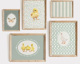 Vintage Animal Nursery Art Prints: Gallery Wall Set, Kids Room Decor (Digital Download)