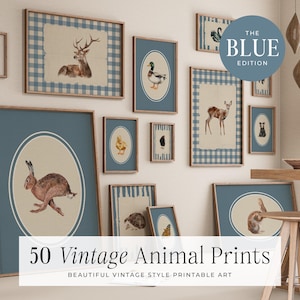 50 Animals Vintage Nursery, Nursery Wall Art, Farmhouse Nursery, Print, Baby Nursery, Vintage Gallery Wall, Printable Art, DIGITAL | MB020