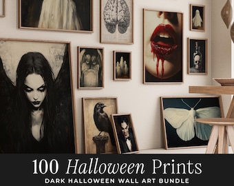 100 Vintage Gothic Prints: Dark Academia Halloween Gallery Wall Art (Digital Download)