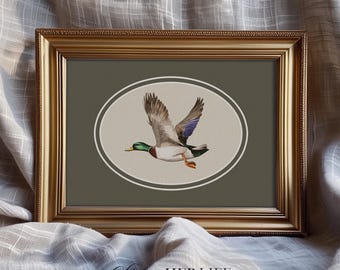 Lámina artística de pato vintage: decoración infantil estilo cottagecore (descarga digital)