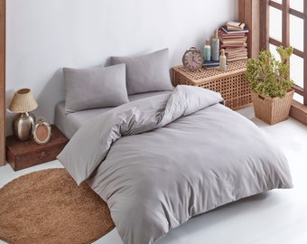 Bedsheets 5 pieces Clay Gray 100% cotton bedding set bettwäsche dekbedovertrek with fabric bag Bedsheet Duvet cover 2 Pillows