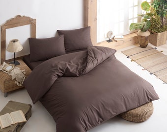 Bedsheets 5 pieces Earth brown 100% cotton bedding set bettwäsche dekbedovertrek with fabric bag Bedsheet Duvet cover 2 Pillows