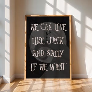 Jack and Sally | Gothic Romantic Wall Art | Blink-182 Lyric Print  | Halloween Decor