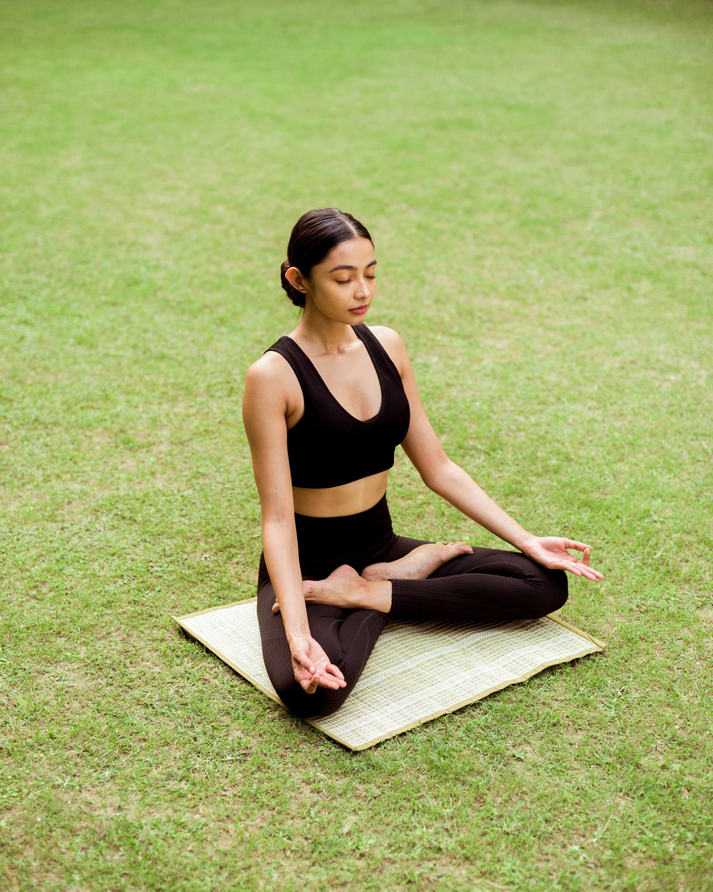 Natural Meditation Mat Plant Dyed Handwoven Organic Grasses Meditation Gift