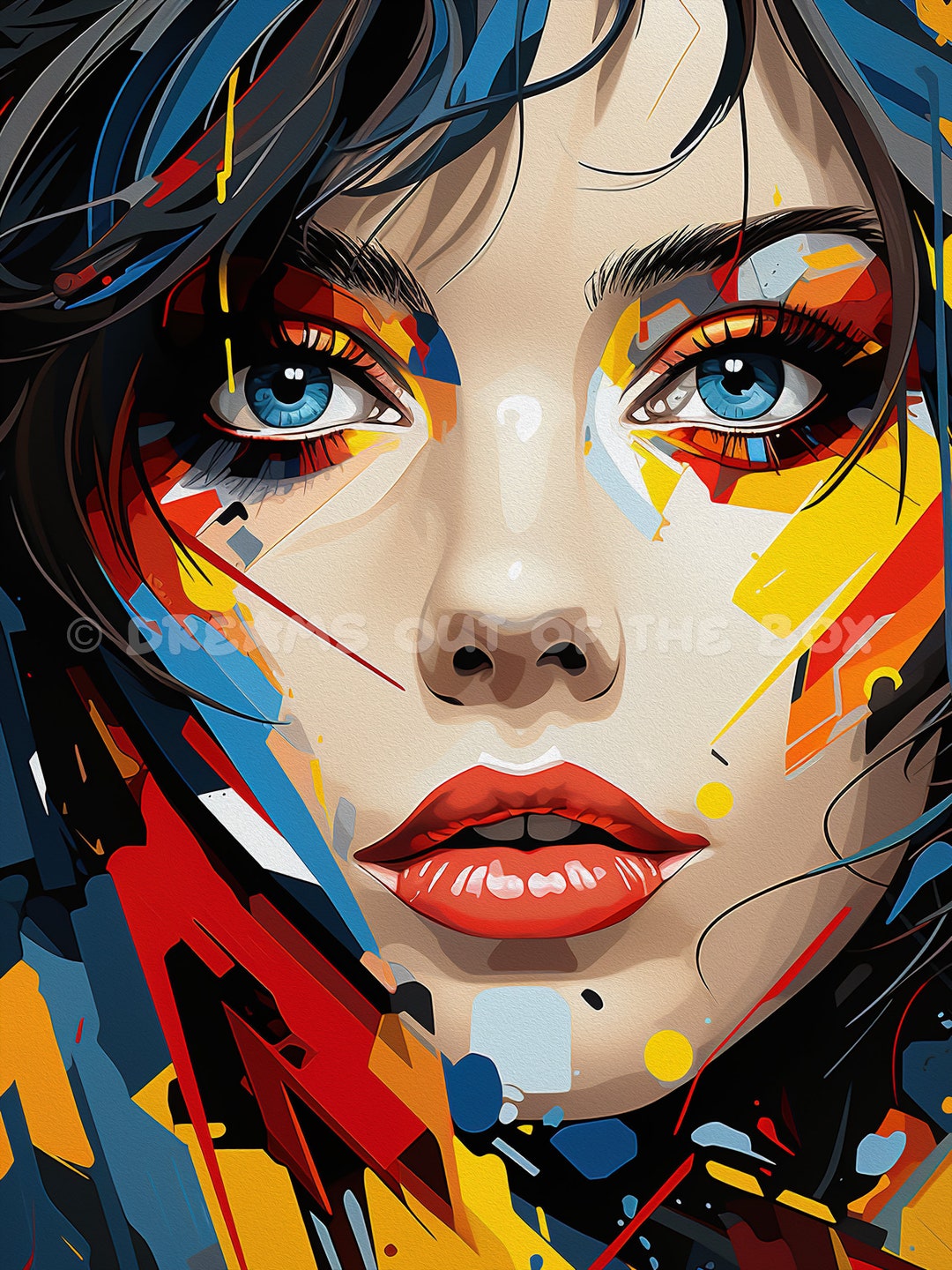 Digital Poster Woman High Resolution Images painted Effect Printable Digital Poster Woman High Resolution Images painted Effect Printable