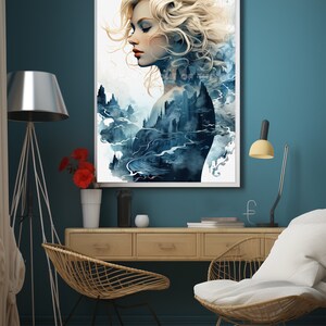 Digital Poster, Woman, High Resolution Images,painted Effect, Printable ...